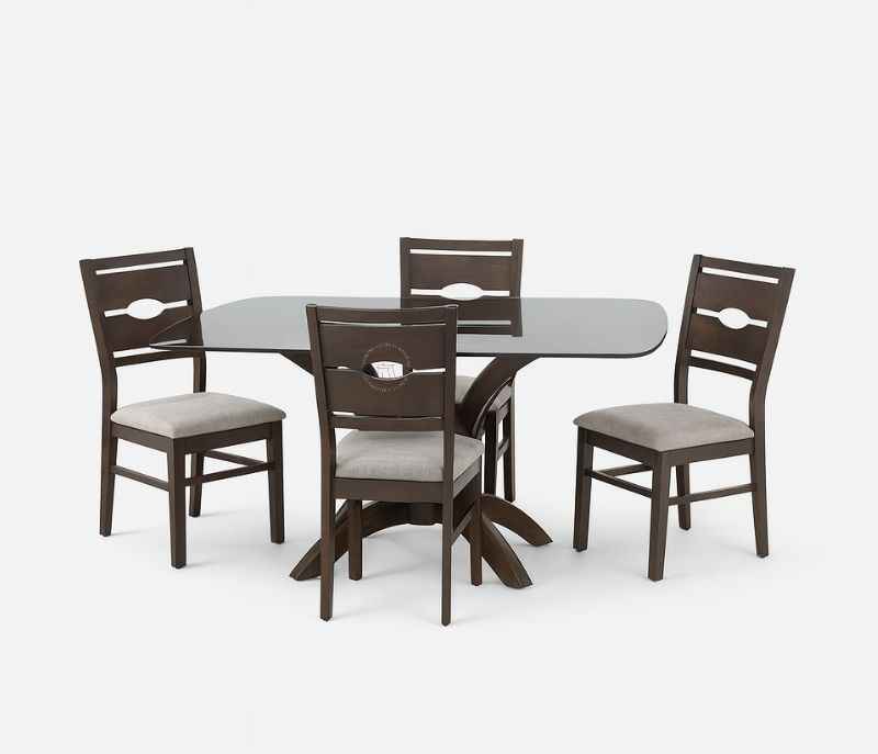 Megan-DC Dining Chair+Rock-1500-DT-Wedge Table Base + Glass (EC OTD)