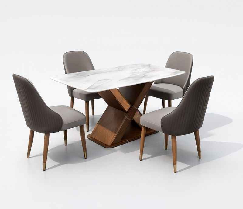 Dining Set 682/912 Table With Marble Top 4 Chairs (HYD OTD)