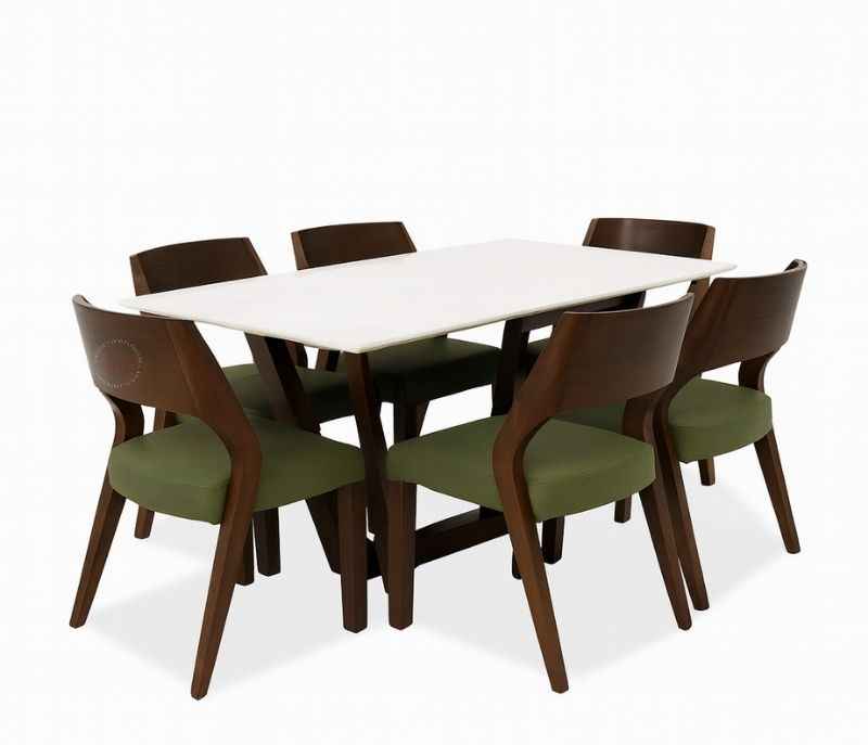 DT31/DC362 chr Table +6 Chair Marble Top (HYD OTD)