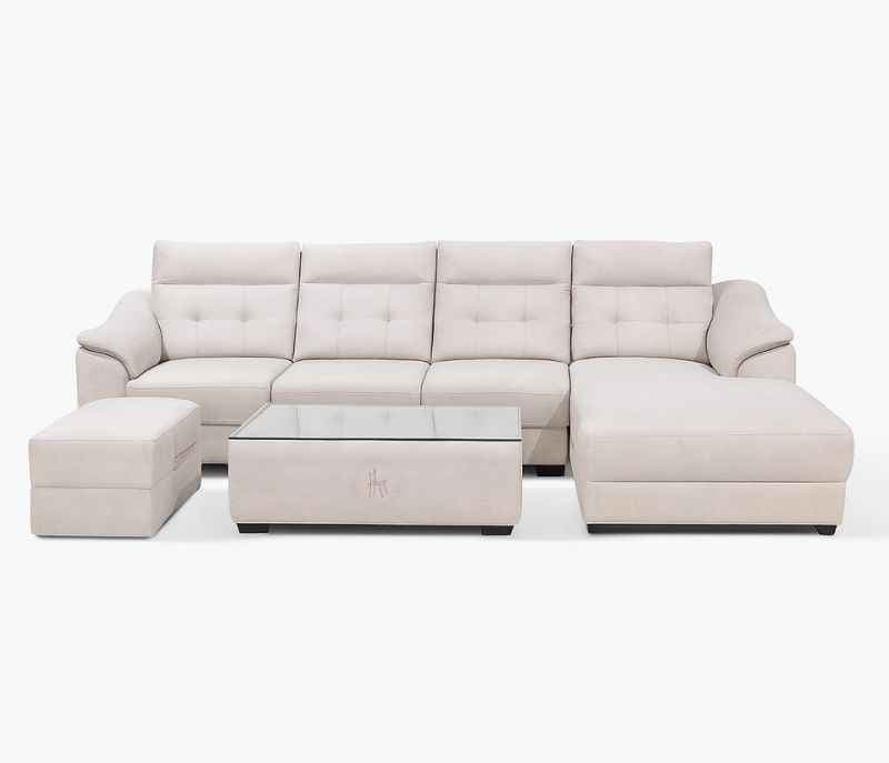Stanley Sofa 3 Seater + Lounger + 2 Puffy + CT+Glass (WH OTD)