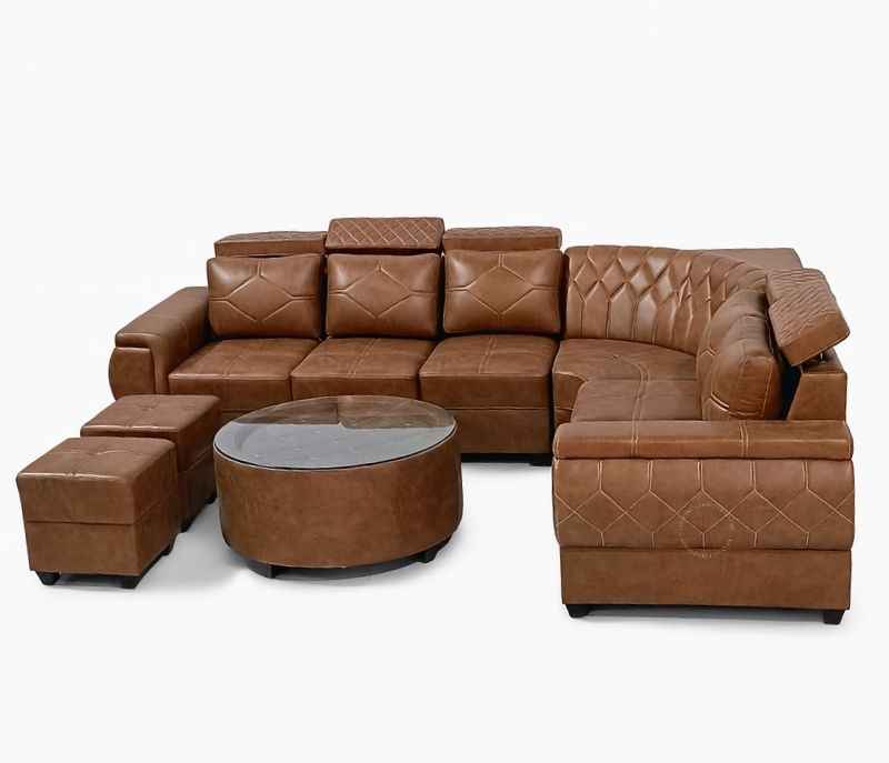 Bugathi Sofa 2+2+1+C+C/T+2 Puffy With Glass (WH OTD)