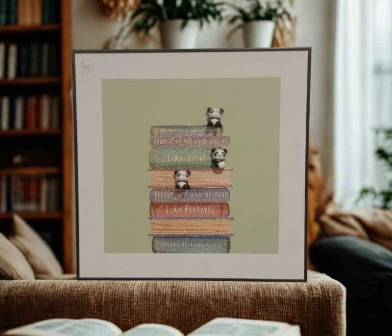 DM-D-FM-03 5839 Motivating cute Panda 3D Art Frame