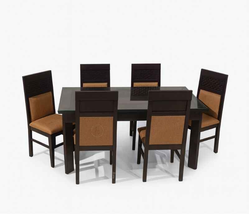 Choclate D/T 3X5.5 With 6 Chairs + Glass (WH OTD)