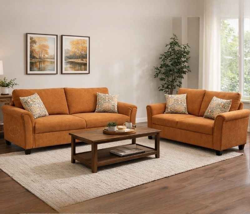 Aldo Royale 3+2 Sofa Set Fabric, Brown (EC OTD)
