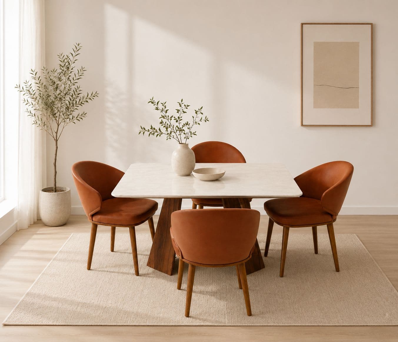 DT 831/DC C05 Chairs Onyex Marble Top Ash Wood Base 1+4 Seater (OTD HYD)