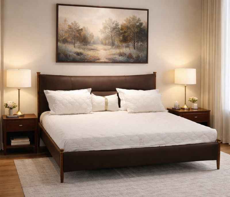 2502 Queen Size Leather Bed without Storage(BTM OTD)