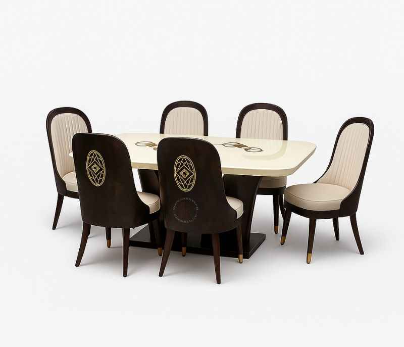 Bacha-Polyster-1+6 Dining Set INDO Marbel Top (CP OTD)