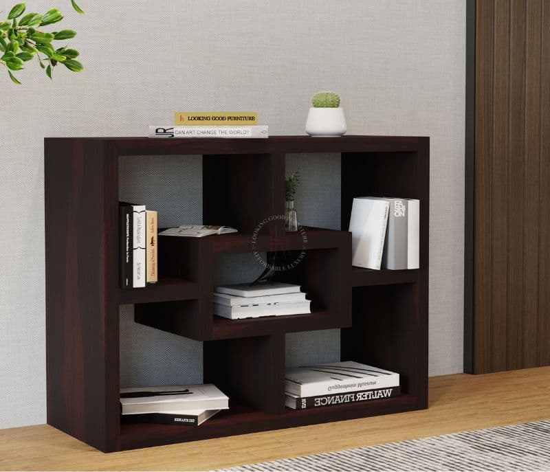 Cindra Sheesham Wood Display Unit With Open Storage (Walnut Finish)