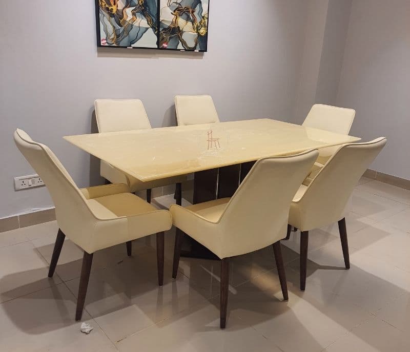 Image 4 for Candy / DC 375 dining table 6 chairs with marble top (HYD OTD)