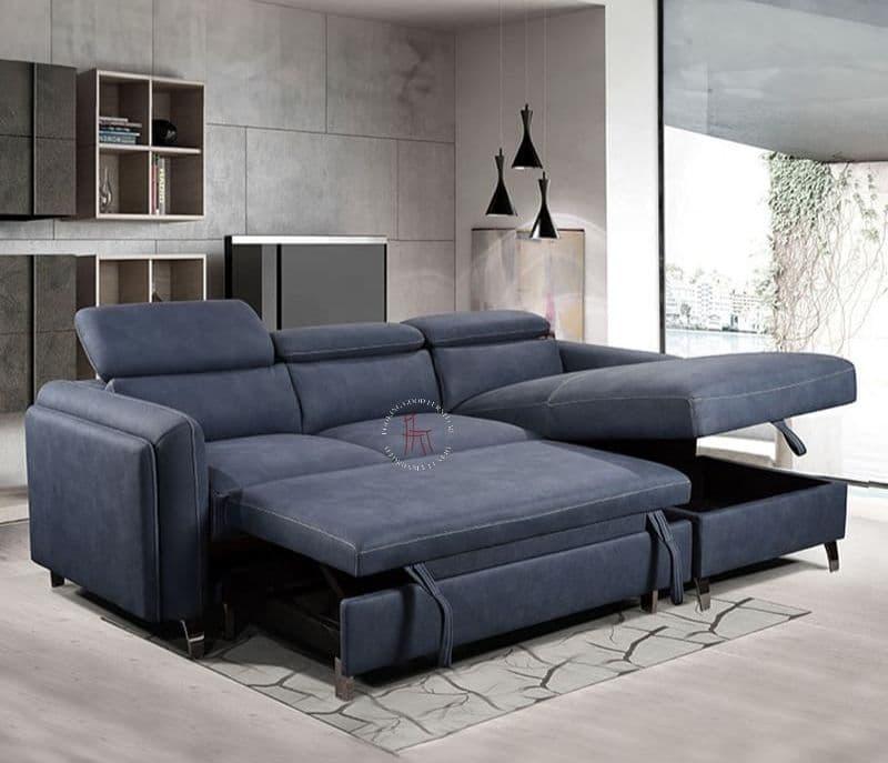 Indiana Customizable Sofa Cum Bed (Indigo Blue)