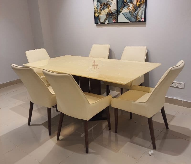 Image 3 for Candy / DC 375 dining table 6 chairs with marble top (HYD OTD)