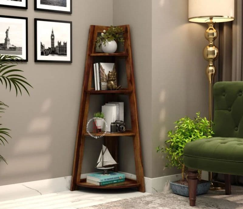 Serino Sheesham Wood Foldable Bookshelf (Teak Finish)