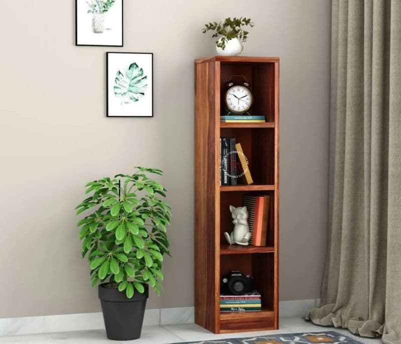 Watkin Sheesham Wood Display Cabinet With Open Storage( Honey Finish )