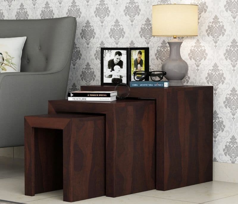 Ayotte Sheesham Wood Nest of Tables (Walnut Finish)