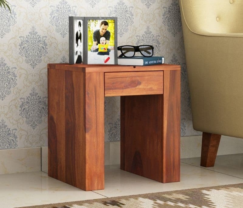 Alex Sheesham Wood Side Table (Honey Finish)