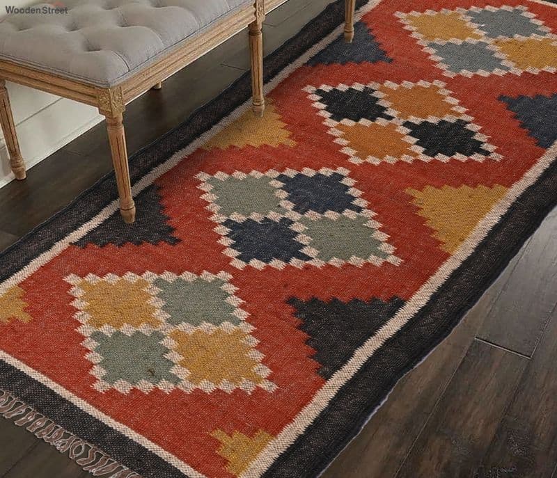 Cabral Multi Hand-woven Jute and Wool 2 x 6 Feet Traditional Pattern