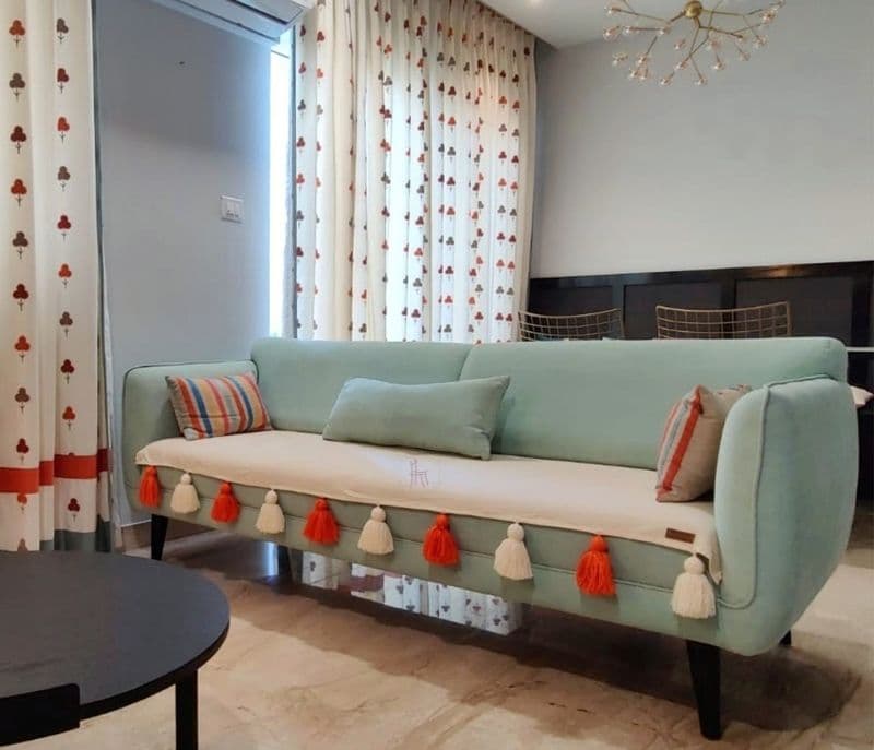 Image 4 for Anselmo Sofa Cover With White Orange Tassels 2 Seater