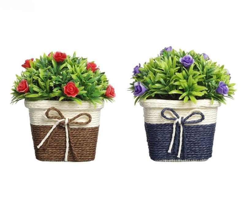 Image 2 for Ottavia Plants with Purple and Red Roses Combo of 2