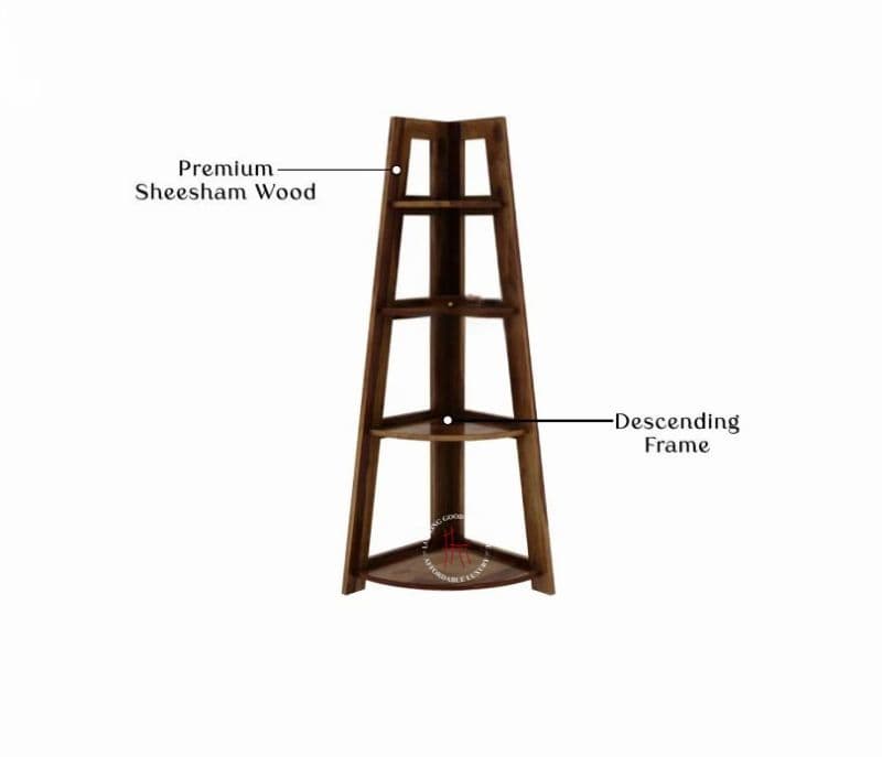 Image 10 for Serino Sheesham Wood Foldable Bookshelf (Teak Finish)