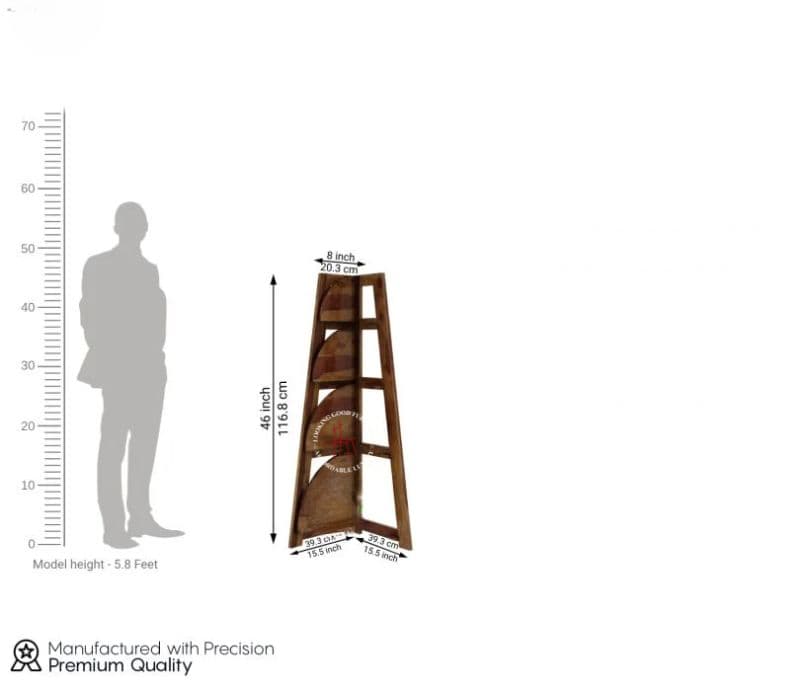 Image 12 for Serino Sheesham Wood Foldable Bookshelf (Teak Finish)