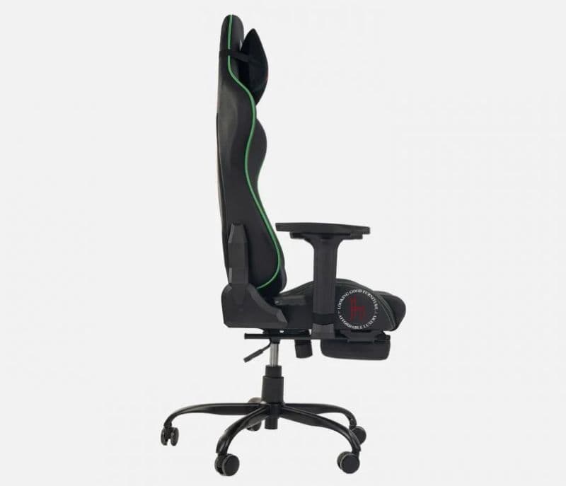 Image 5 for PU Leather Gaming Chair with Retractable Footrest ( Green )