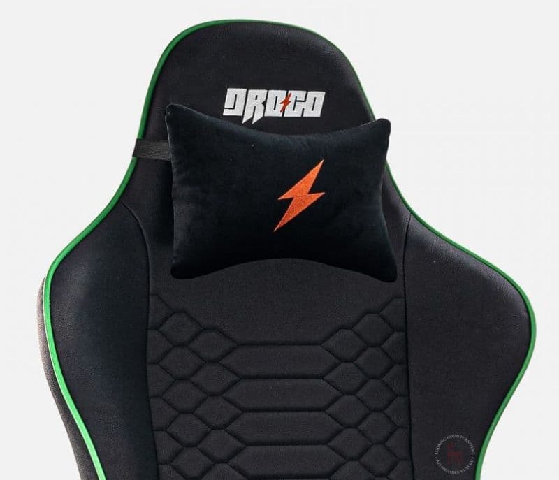 Image 2 for PU Leather Gaming Chair with Retractable Footrest ( Green )