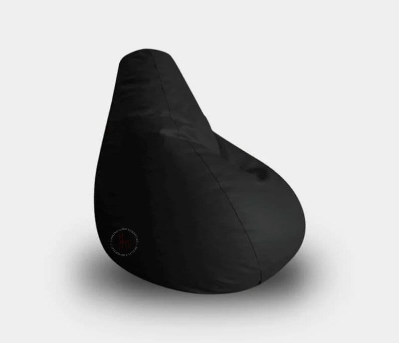 Image 4 for Leather Plain Solid Print Bean Bag Filled with Beans ( Black, XL )