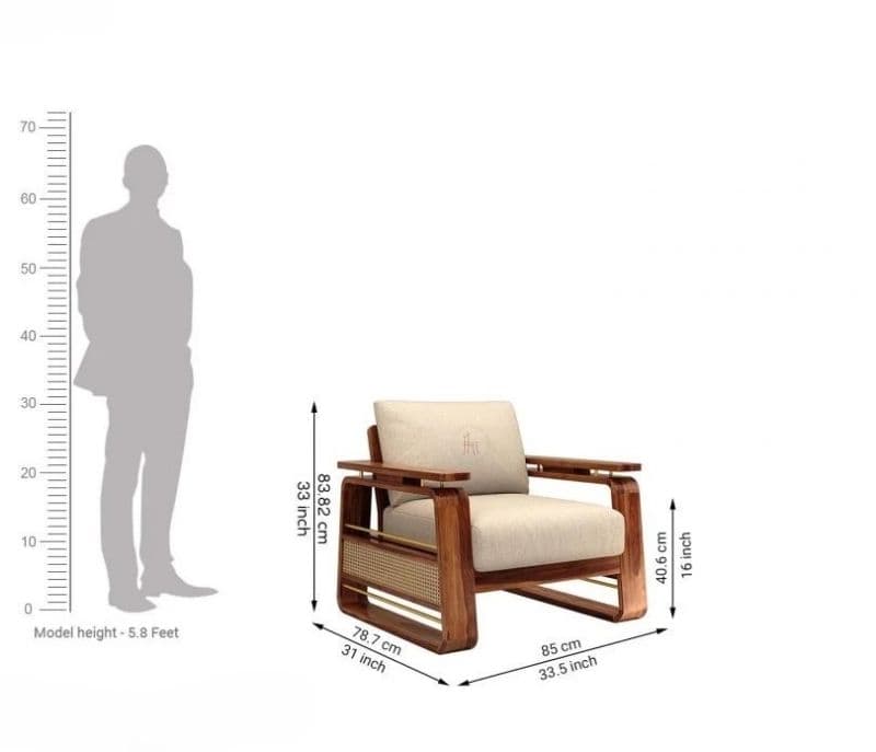 Image 16 for Vrinda Sheesham Wood Sofa with Cane and Brass Detailing