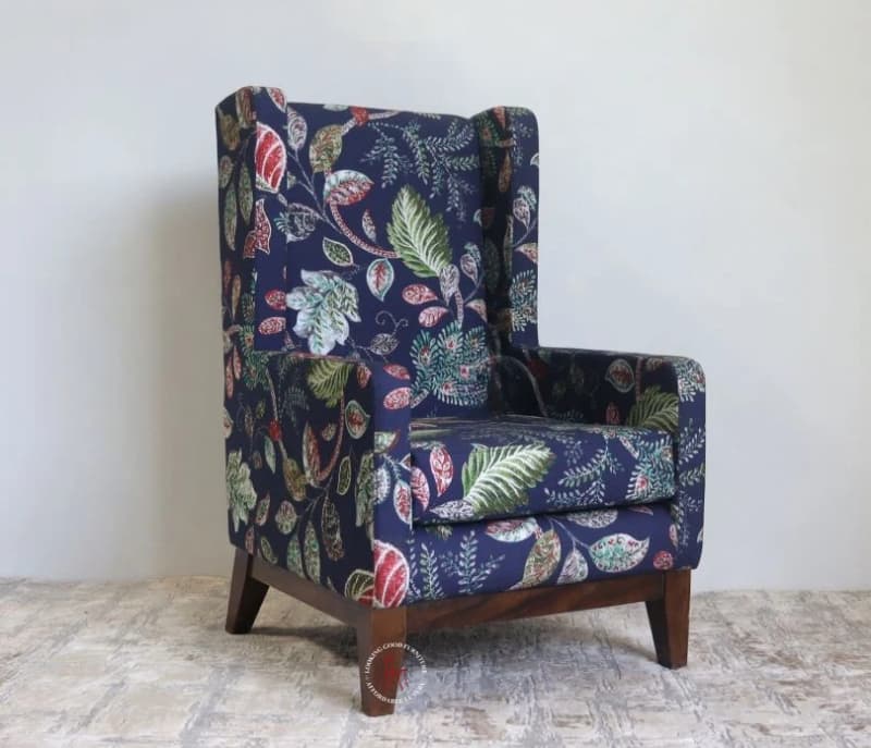 Image 4 for Jean Wingback Chair ( Fabric, Dusky Leaf )