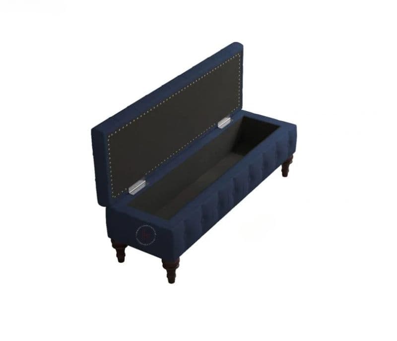 Image 5 for Pedro Ottoman Bench With Storage ( Indigo Ink, Walnut Finish )