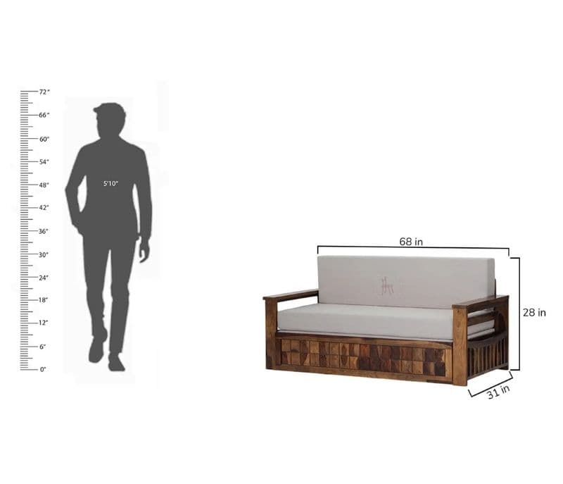 Image 14 for Shloka Wooden Sofa Bed with Storage