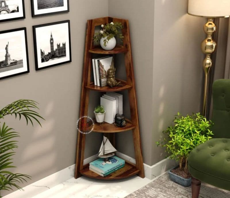 Image 2 for Serino Sheesham Wood Foldable Bookshelf (Teak Finish)