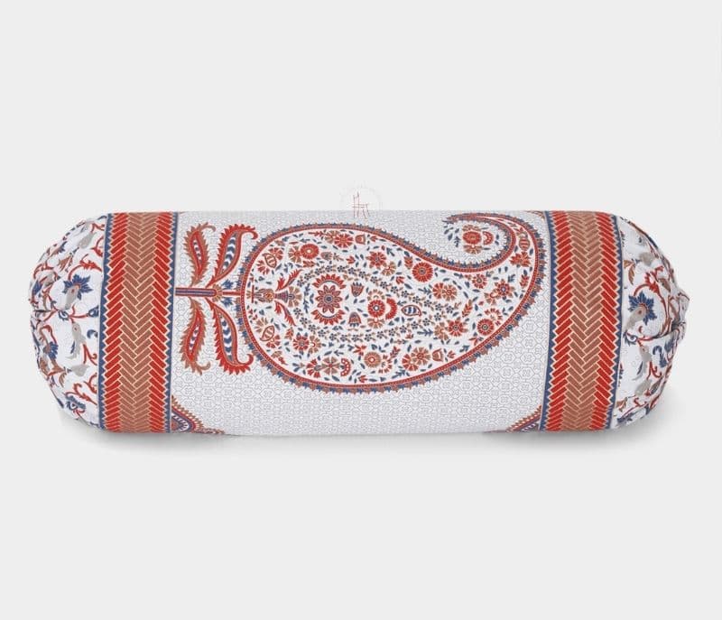 Image 7 for Paislee Jaipur White and Orange Floral Print Set of 8 Cotton Diwan Set