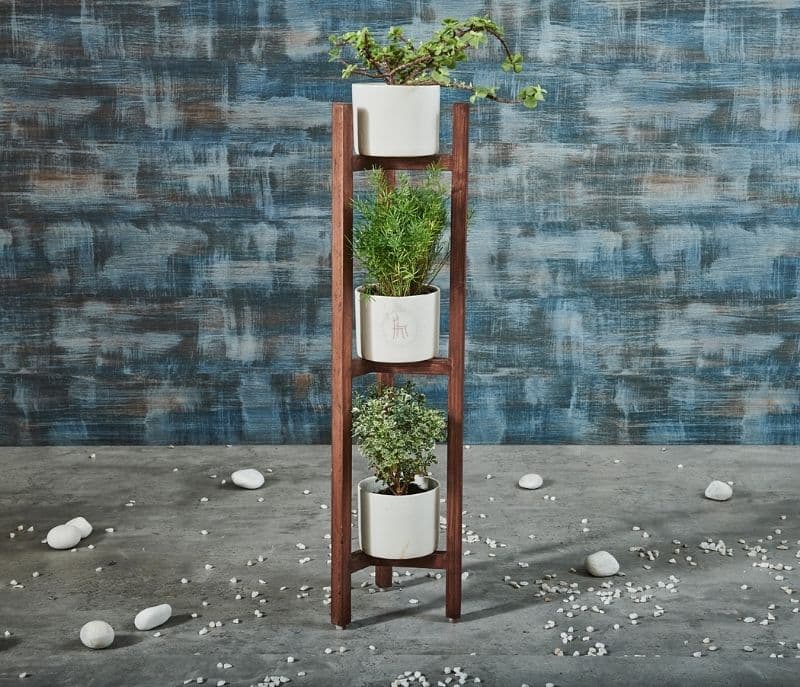 Image 2 for Rosana 3 Tier Planter With Dark Finish 3 Ceramic Pots