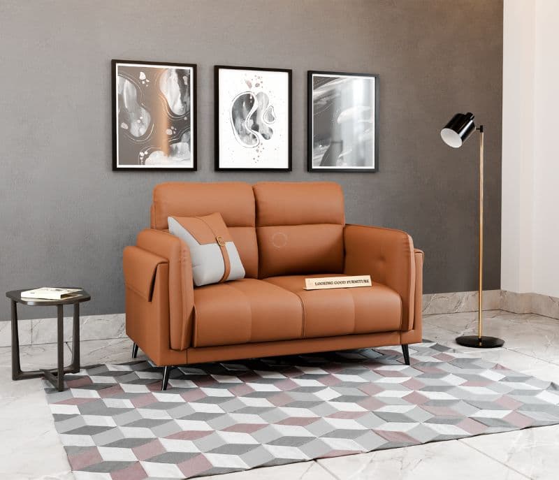 Austin Contemporary Sofa (Suede, Brown)(SKN)(EC)