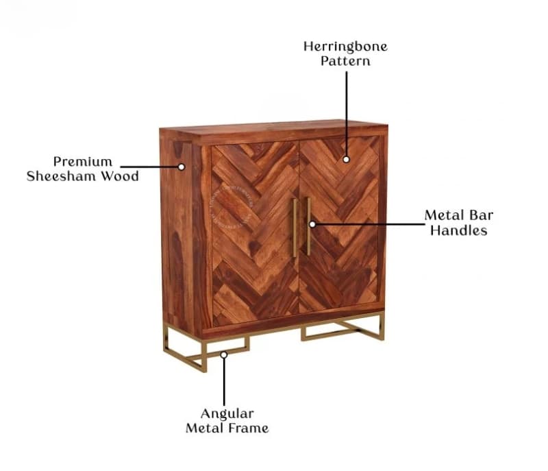 Image 4 for Premium Sheesham Wood Shoe Rack (Honey Finish)