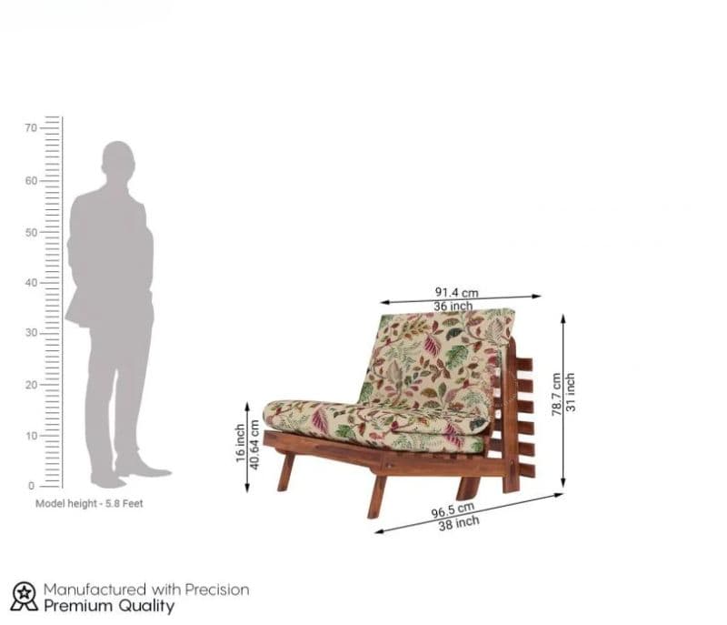 Image 10 for Javi Single Futon Bed ( Honey Finish, Rosy Leaf )