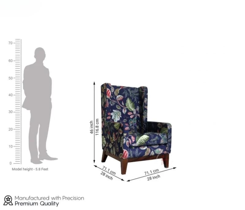 Image 2 for Jean Wingback Chair ( Fabric, Dusky Leaf )