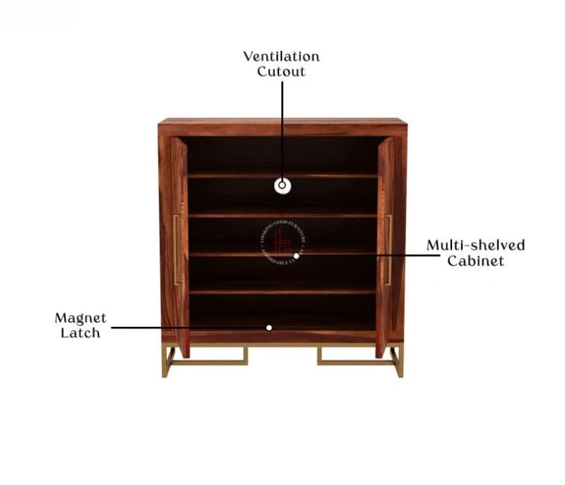 Image 5 for Premium Sheesham Wood Shoe Rack (Honey Finish)