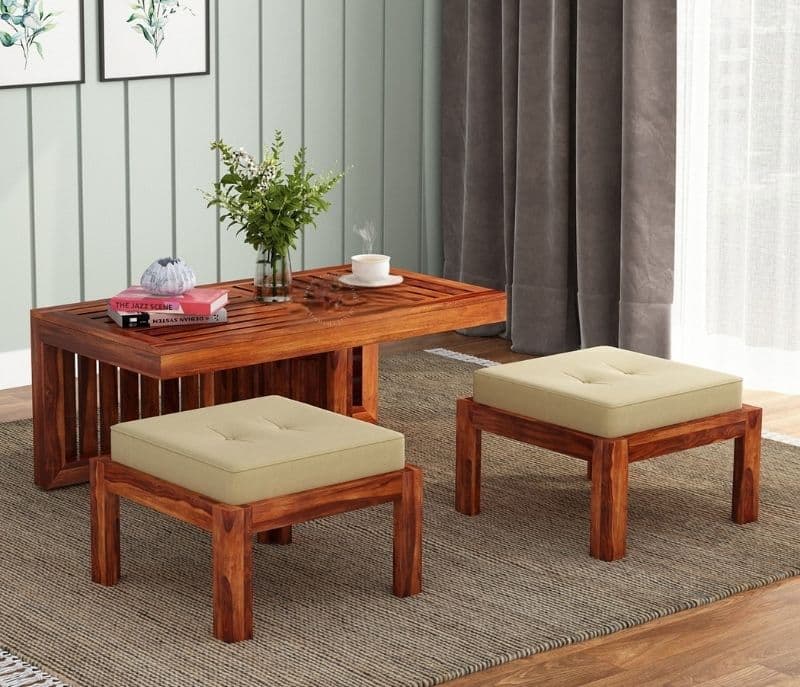 Image 2 for Classic  Center Table With Stools (Honey Finish)