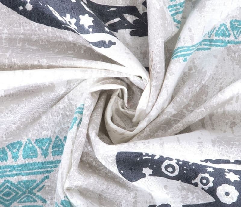 Image 3 for Singapore Screen Print Floral  Grey and Blue Cotton Screen Print  Set - Set of 8