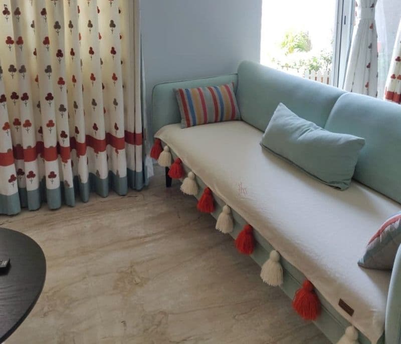 Image 2 for Anselmo Sofa Cover With White Orange Tassels 2 Seater