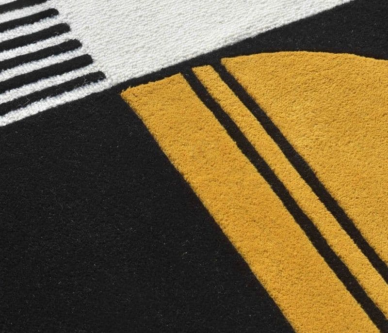 Image 5 for Walter Geometric Hand Tufted Wool Yellow Black and White Color Carpet For Living Room