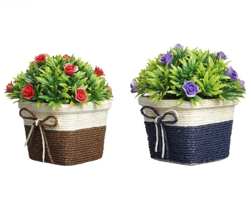 Image 3 for Ottavia Plants with Purple and Red Roses Combo of 2