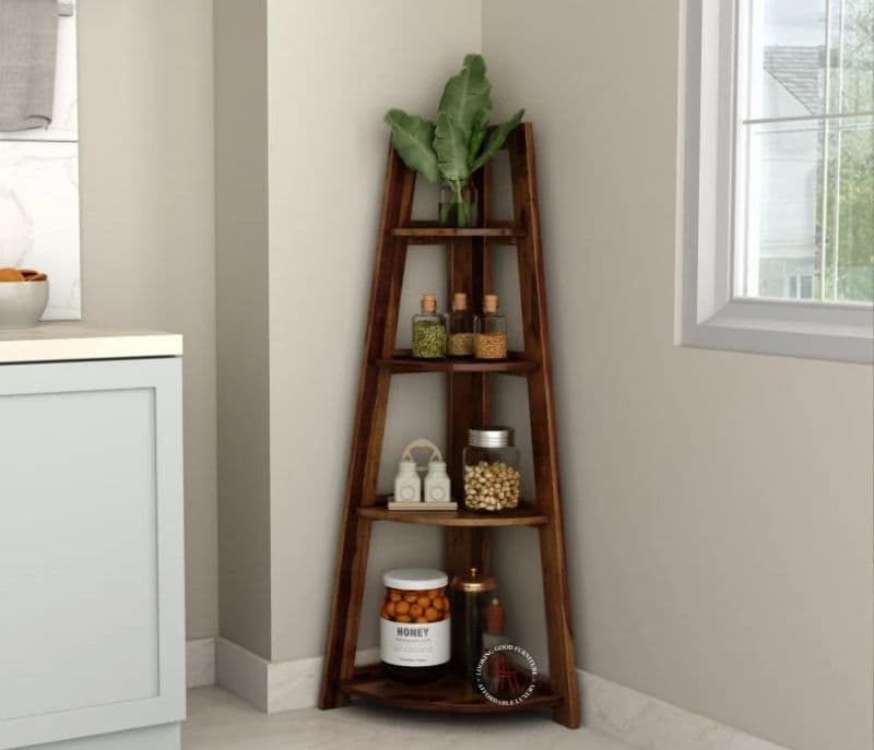 Image 4 for Serino Sheesham Wood Foldable Bookshelf (Teak Finish)