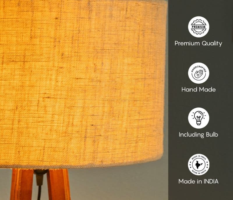 Image 4 for Lilly Wooden Floor Lamp with Shelf Natural Jute Shade