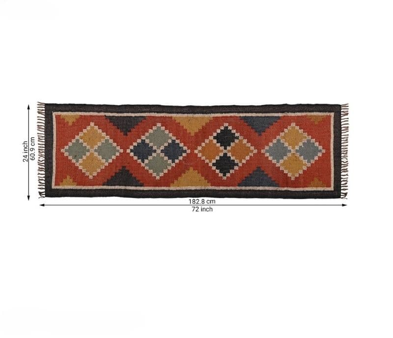 Image 5 for Cabral Multi Hand-woven Jute and Wool 2 x 6 Feet Traditional Pattern