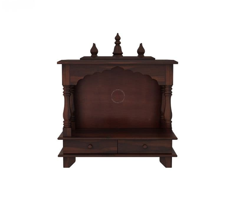 Image 6 for Thailand Wall Mounted Pooja Mandir With Twin Drawers (Walnut Finish)