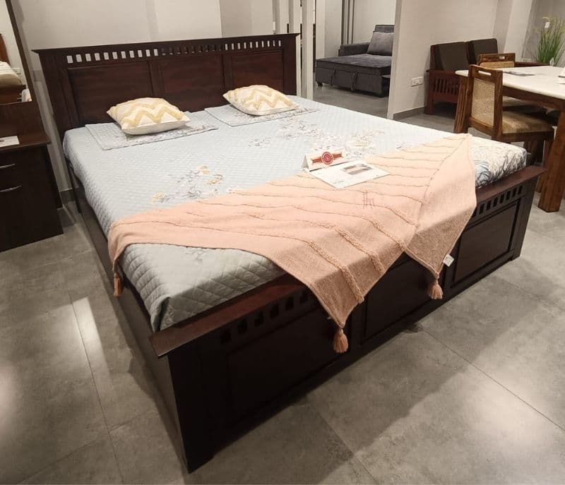 Image 2 for Crystal Sheesham King Size Cot with Storage (EC OTD)