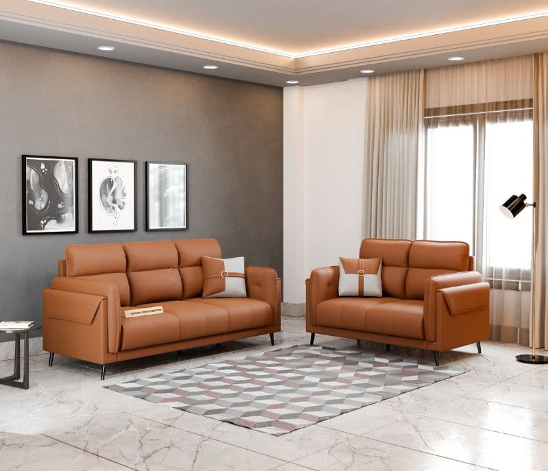 Austin Contemporary Sofa (Suede, Brown)(EC)